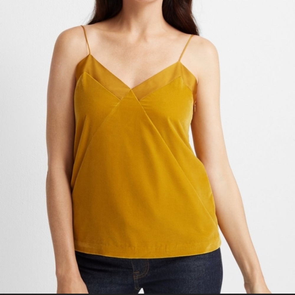 New Club Monaco Velvet Combo Camisole Top size Small in Mustard Yellow